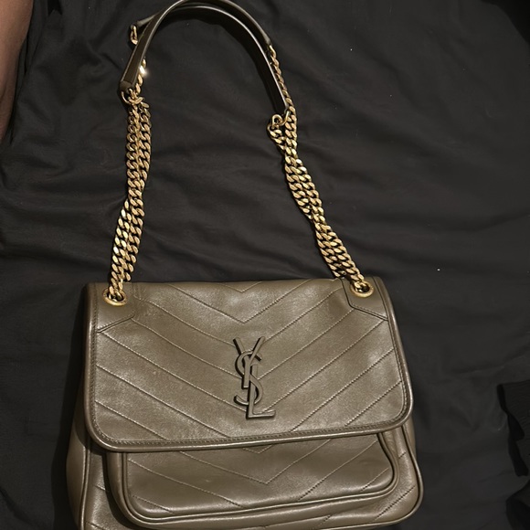 Niki Medium YSL Monogram Flap Shoulder Bag in Khaki - Picture 5 of 6